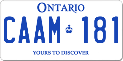 ON license plate CAAM181