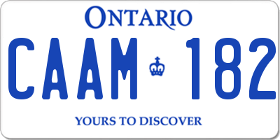 ON license plate CAAM182