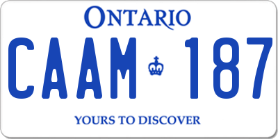 ON license plate CAAM187