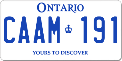 ON license plate CAAM191