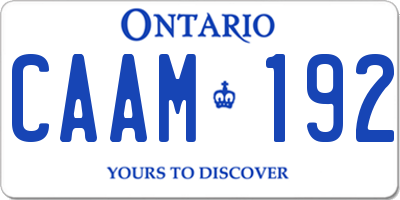 ON license plate CAAM192