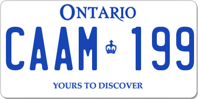 ON license plate CAAM199