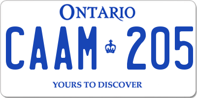 ON license plate CAAM205