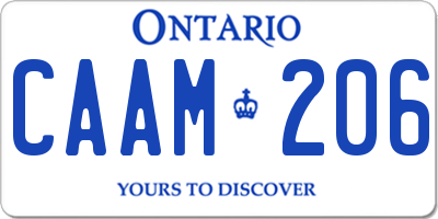 ON license plate CAAM206