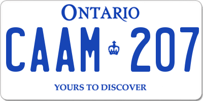 ON license plate CAAM207