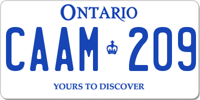 ON license plate CAAM209