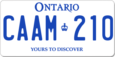 ON license plate CAAM210