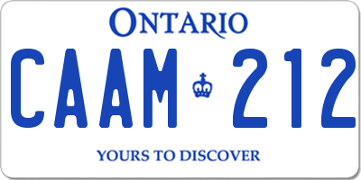 ON license plate CAAM212