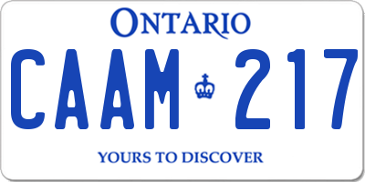 ON license plate CAAM217