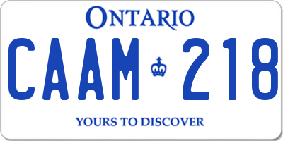 ON license plate CAAM218