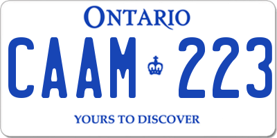 ON license plate CAAM223