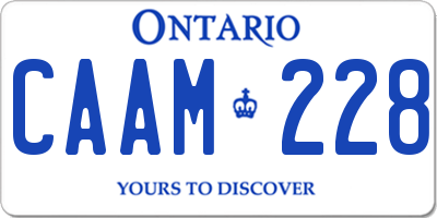 ON license plate CAAM228