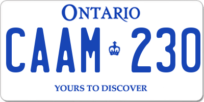 ON license plate CAAM230