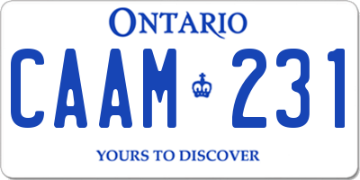 ON license plate CAAM231