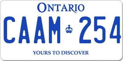 ON license plate CAAM254