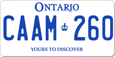 ON license plate CAAM260