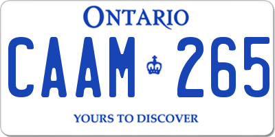 ON license plate CAAM265