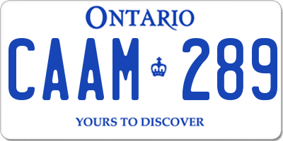 ON license plate CAAM289