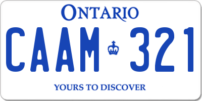 ON license plate CAAM321