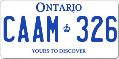 ON license plate CAAM326