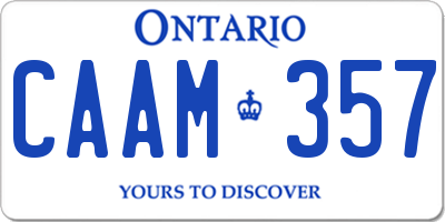 ON license plate CAAM357