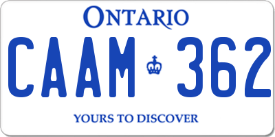 ON license plate CAAM362