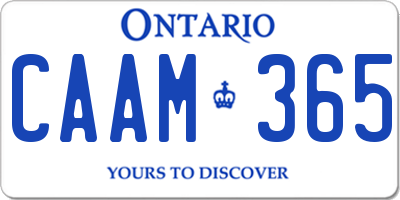 ON license plate CAAM365