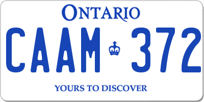 ON license plate CAAM372