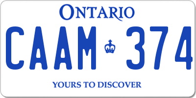 ON license plate CAAM374