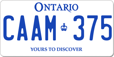 ON license plate CAAM375