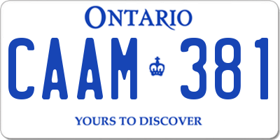 ON license plate CAAM381