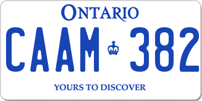 ON license plate CAAM382