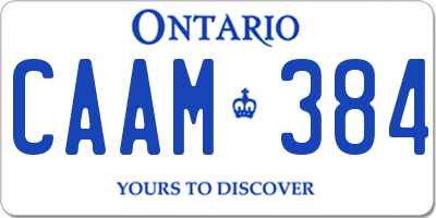 ON license plate CAAM384