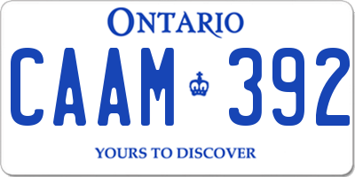 ON license plate CAAM392