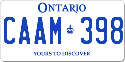 ON license plate CAAM398