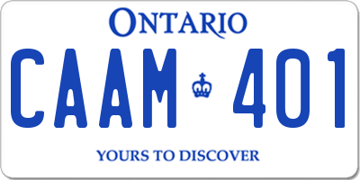 ON license plate CAAM401