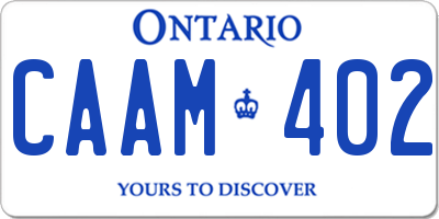 ON license plate CAAM402