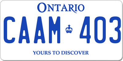 ON license plate CAAM403