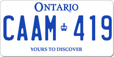 ON license plate CAAM419