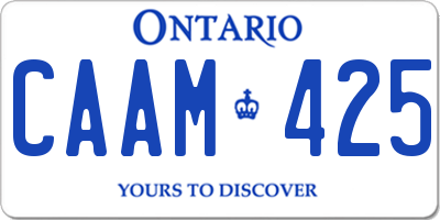 ON license plate CAAM425