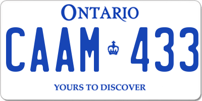 ON license plate CAAM433