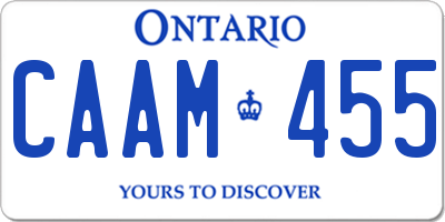 ON license plate CAAM455