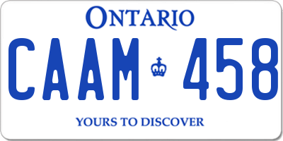 ON license plate CAAM458