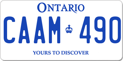 ON license plate CAAM490