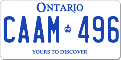 ON license plate CAAM496