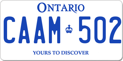 ON license plate CAAM502