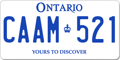 ON license plate CAAM521