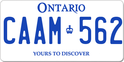 ON license plate CAAM562