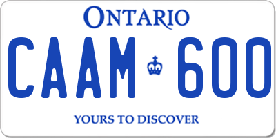 ON license plate CAAM600