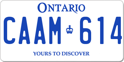 ON license plate CAAM614